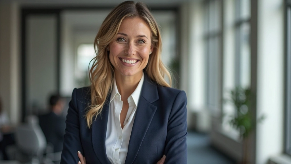 Professionele vrouw met zelfverzekerde uitstraling in modern kantoor