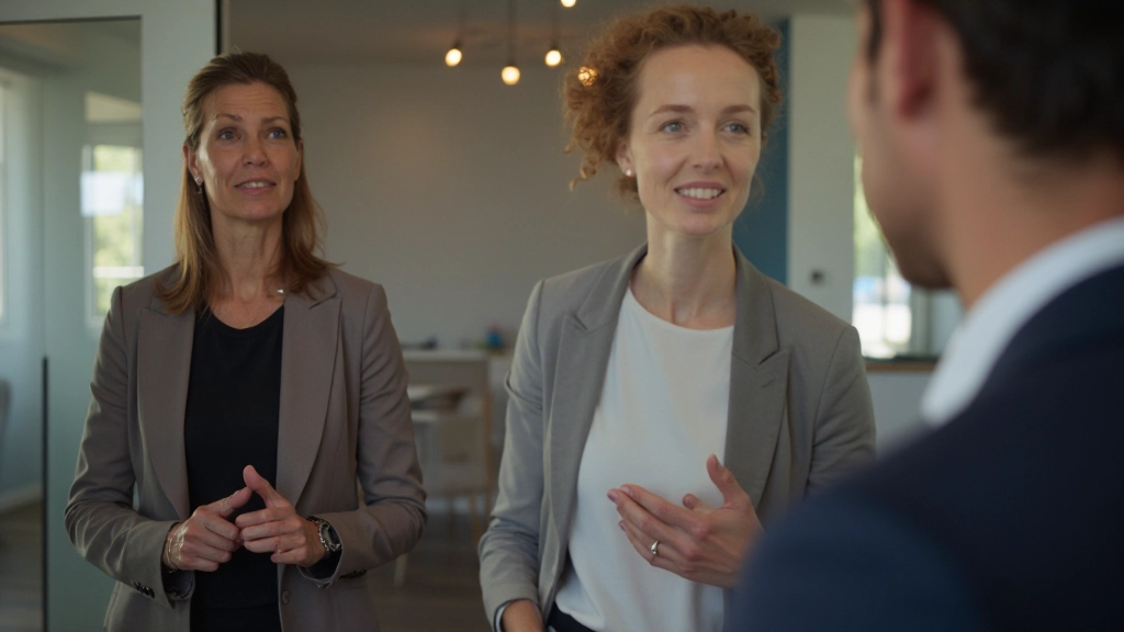 Professionele coach in discussie met cliënt over strategie en persoonlijke groei